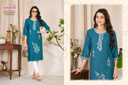 Monika 2.0 Aanchi Vatican Straight Cut Kurtis Wholesaler Ahmedabad
