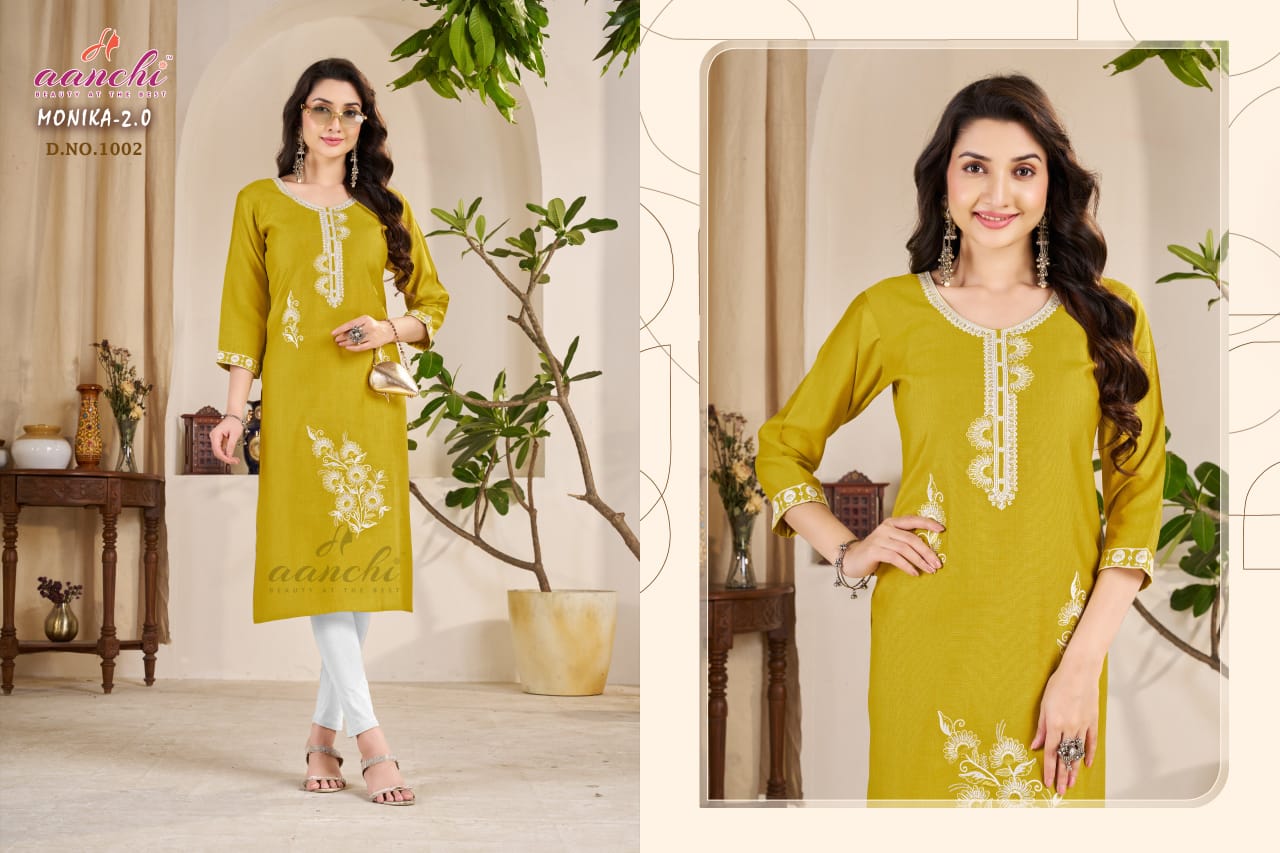 Monika 2.0 Aanchi Vatican Straight Cut Kurtis Wholesaler Ahmedabad