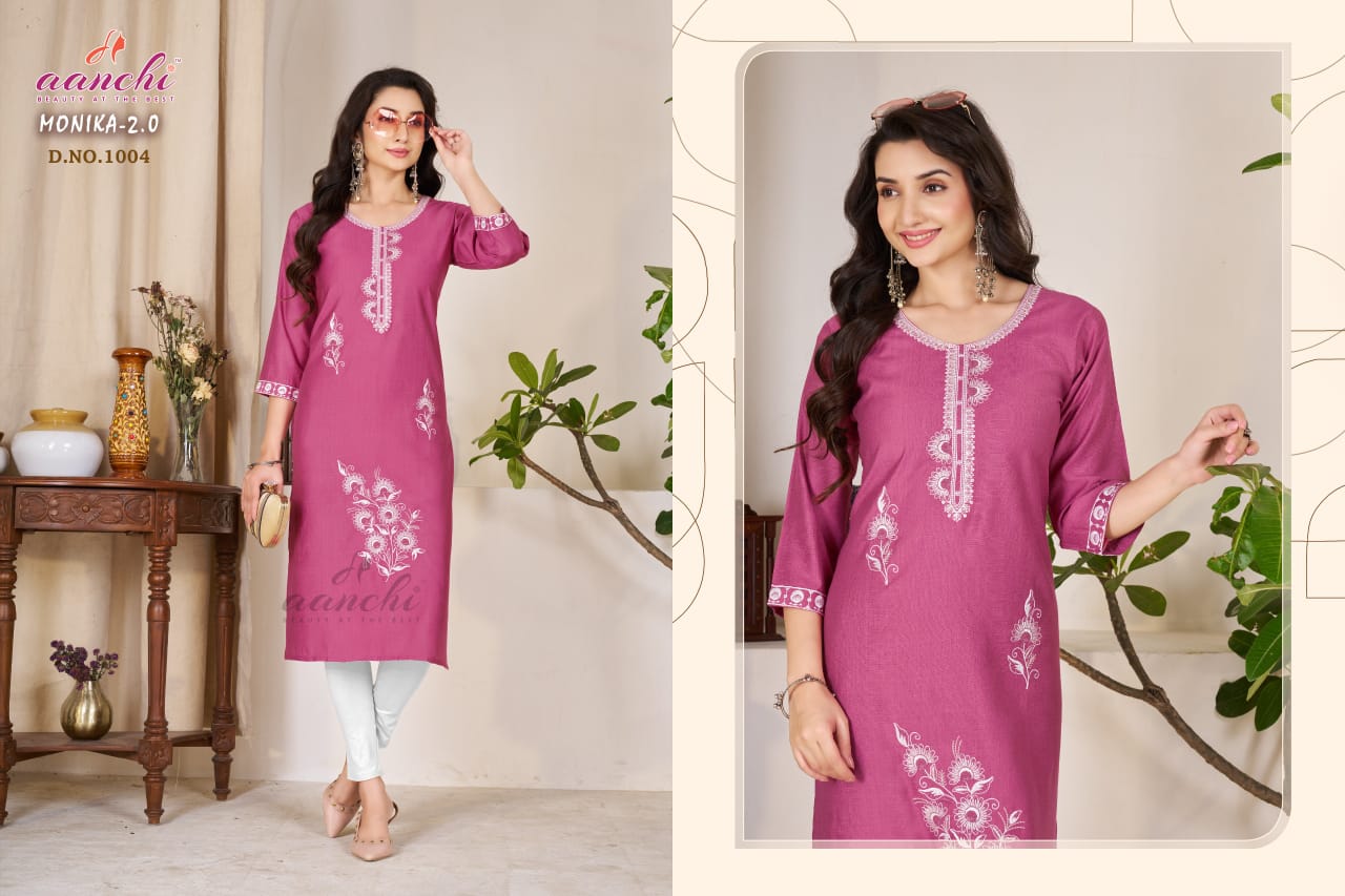 Monika 2.0 Aanchi Vatican Straight Cut Kurtis Wholesaler Ahmedabad