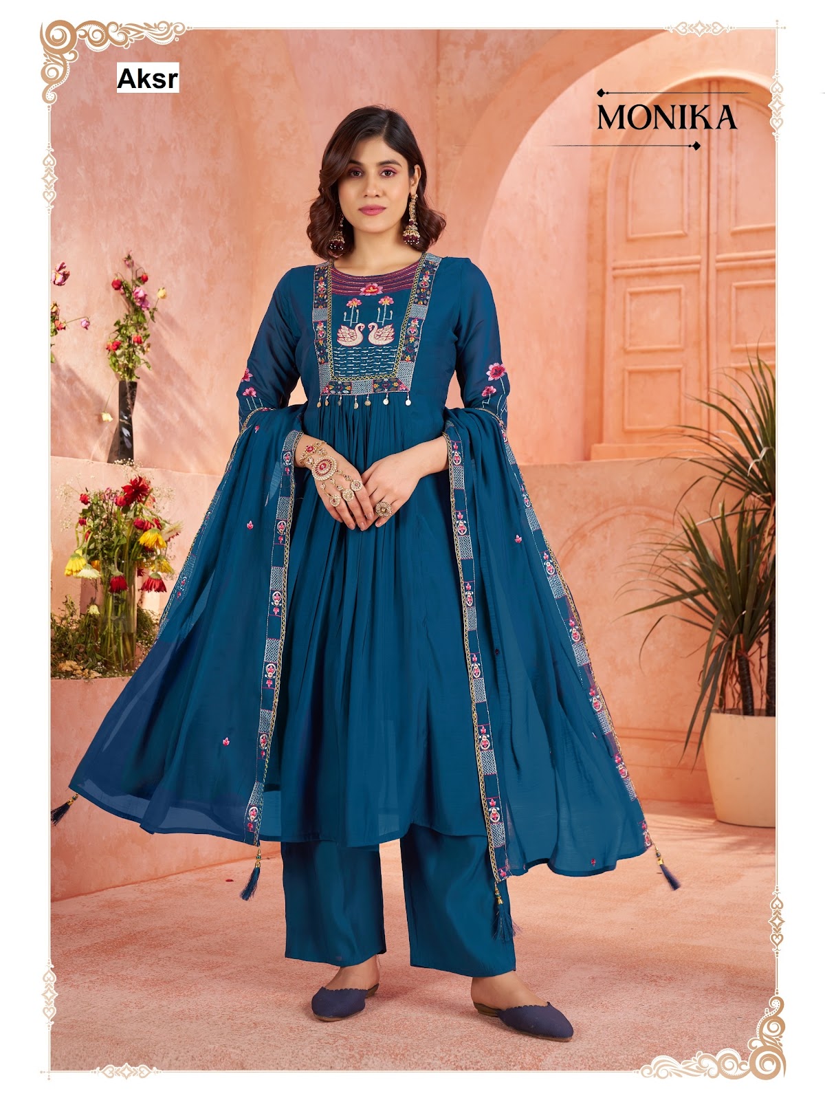 Monika Aksr Chanderi Readymade Plazzo Style Suits Manufacturer Ahmedabad