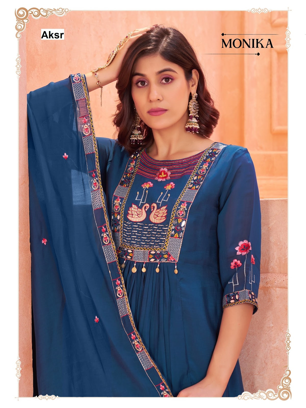 Monika Aksr Chanderi Readymade Plazzo Style Suits Manufacturer Ahmedabad