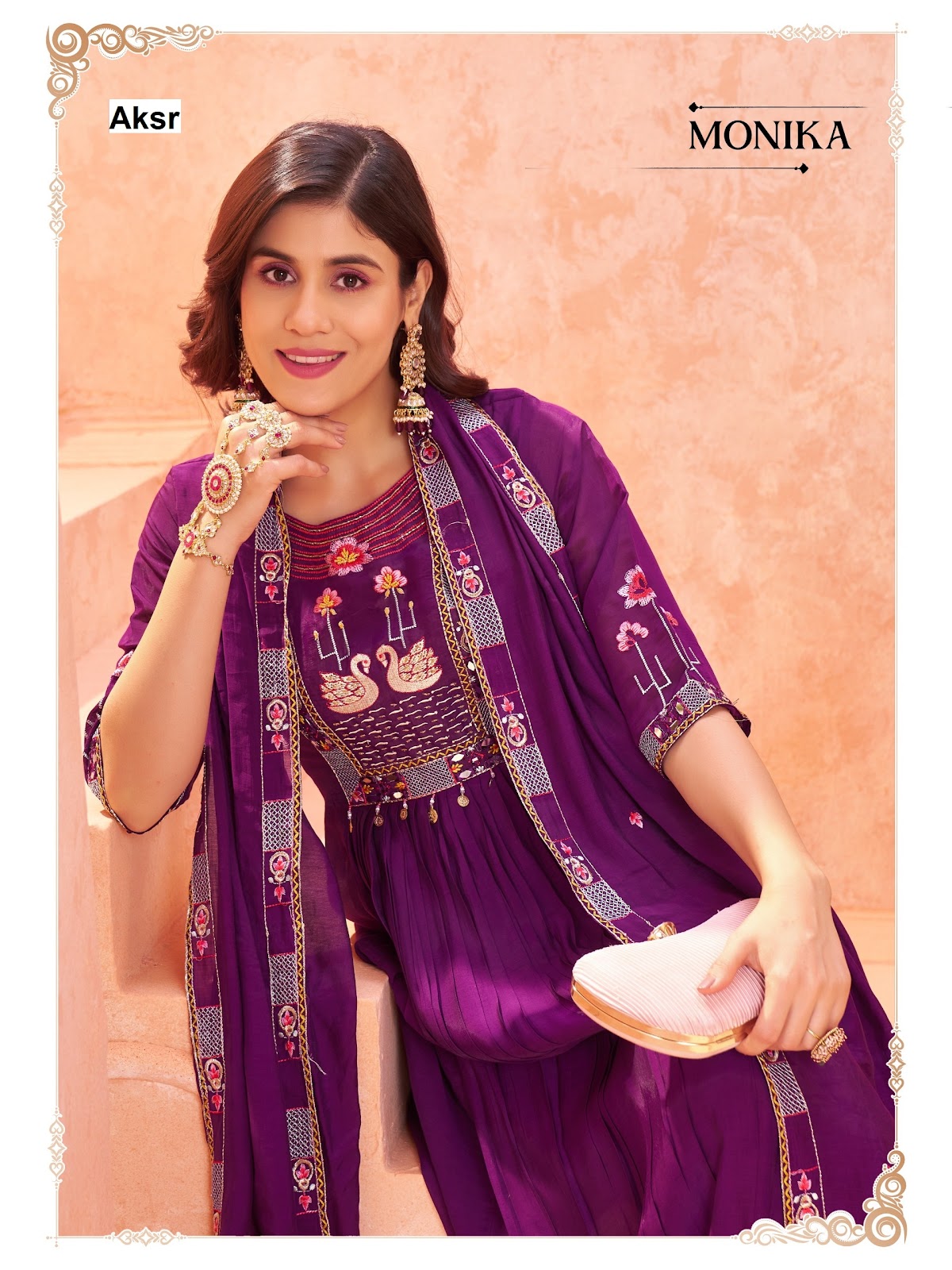 Monika Aksr Chanderi Readymade Plazzo Style Suits Manufacturer Ahmedabad