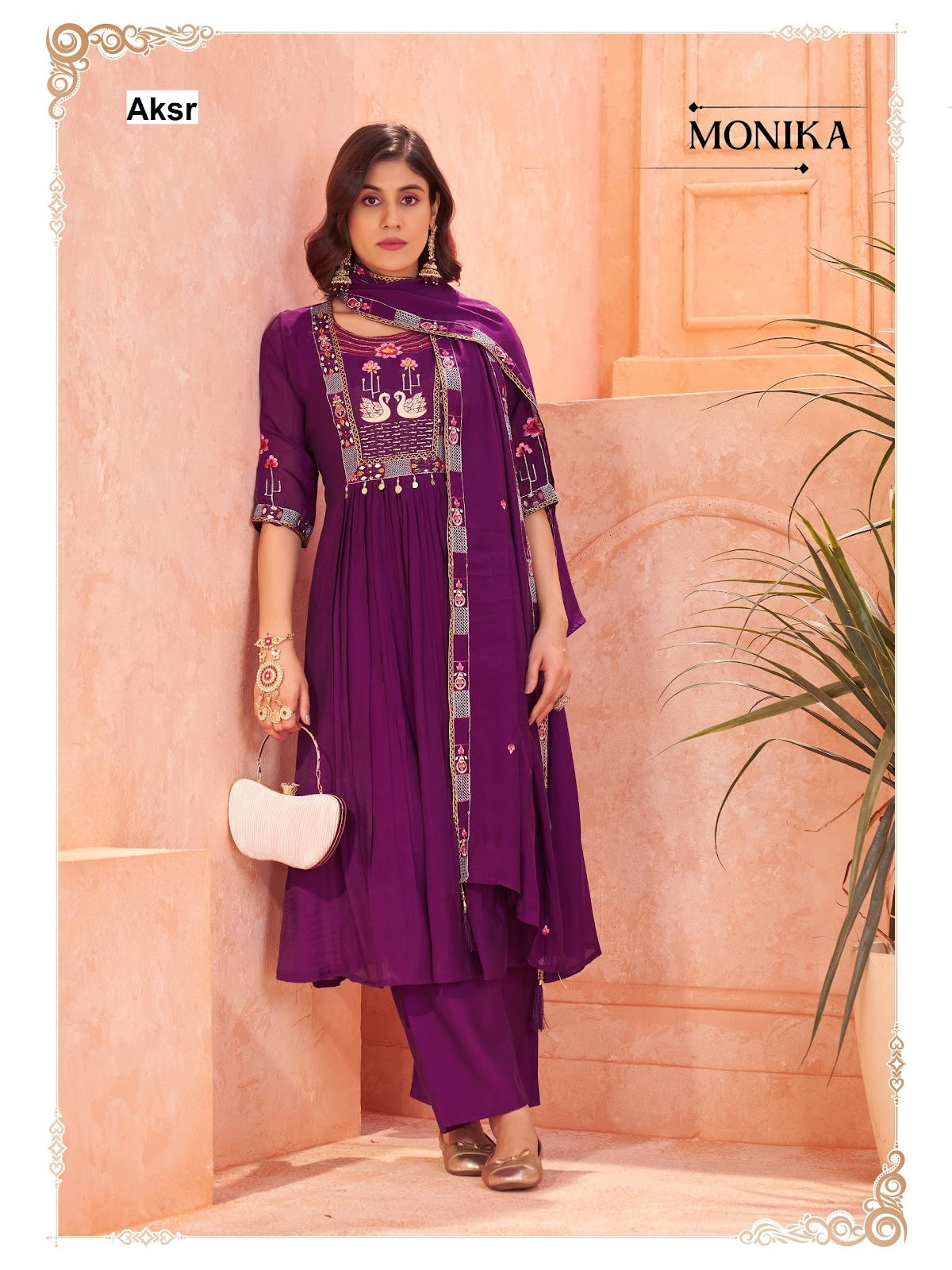 Monika Aksr Chanderi Readymade Plazzo Style Suits Manufacturer Ahmedabad