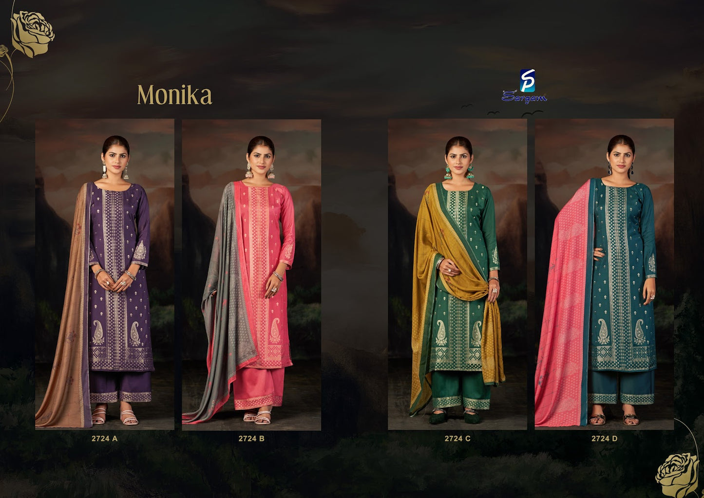 Monika Sargam Prints Bemberg Muslin Plazzo Style Suits Manufacturer India
