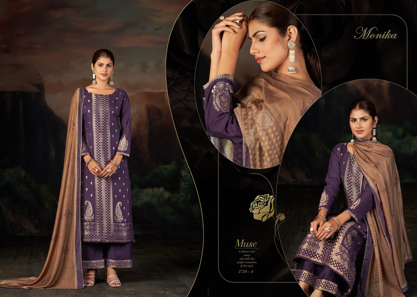 Monika Sargam Prints Bemberg Muslin Plazzo Style Suits Manufacturer India