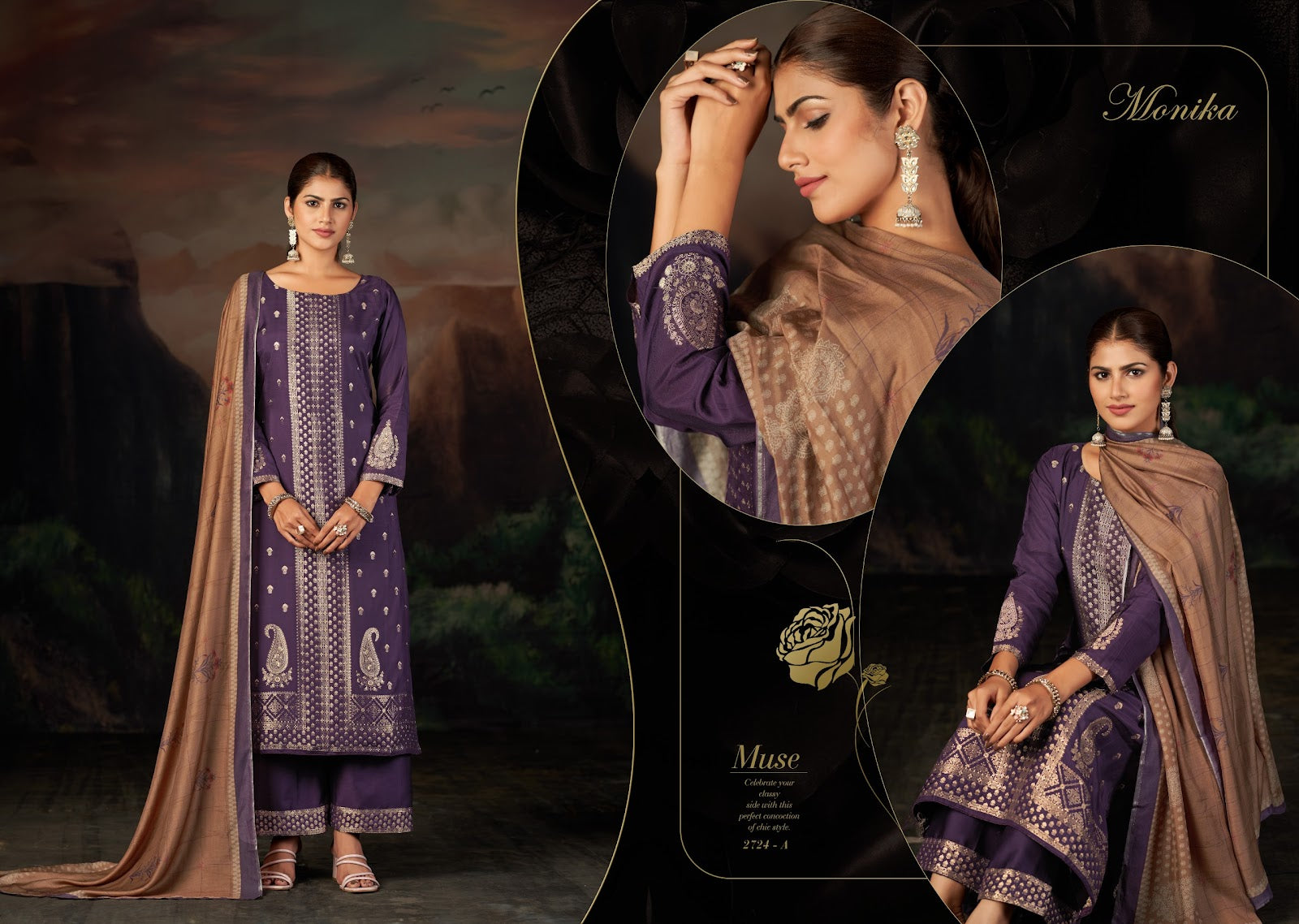 Monika Sargam Prints Bemberg Muslin Plazzo Style Suits Manufacturer India