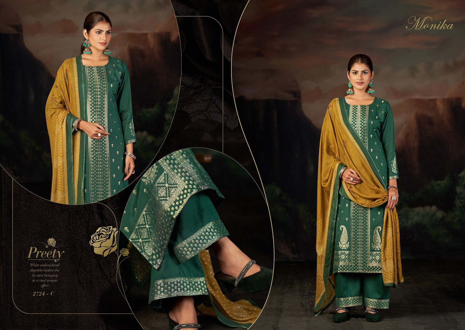 Monika Sargam Prints Bemberg Muslin Plazzo Style Suits Manufacturer India