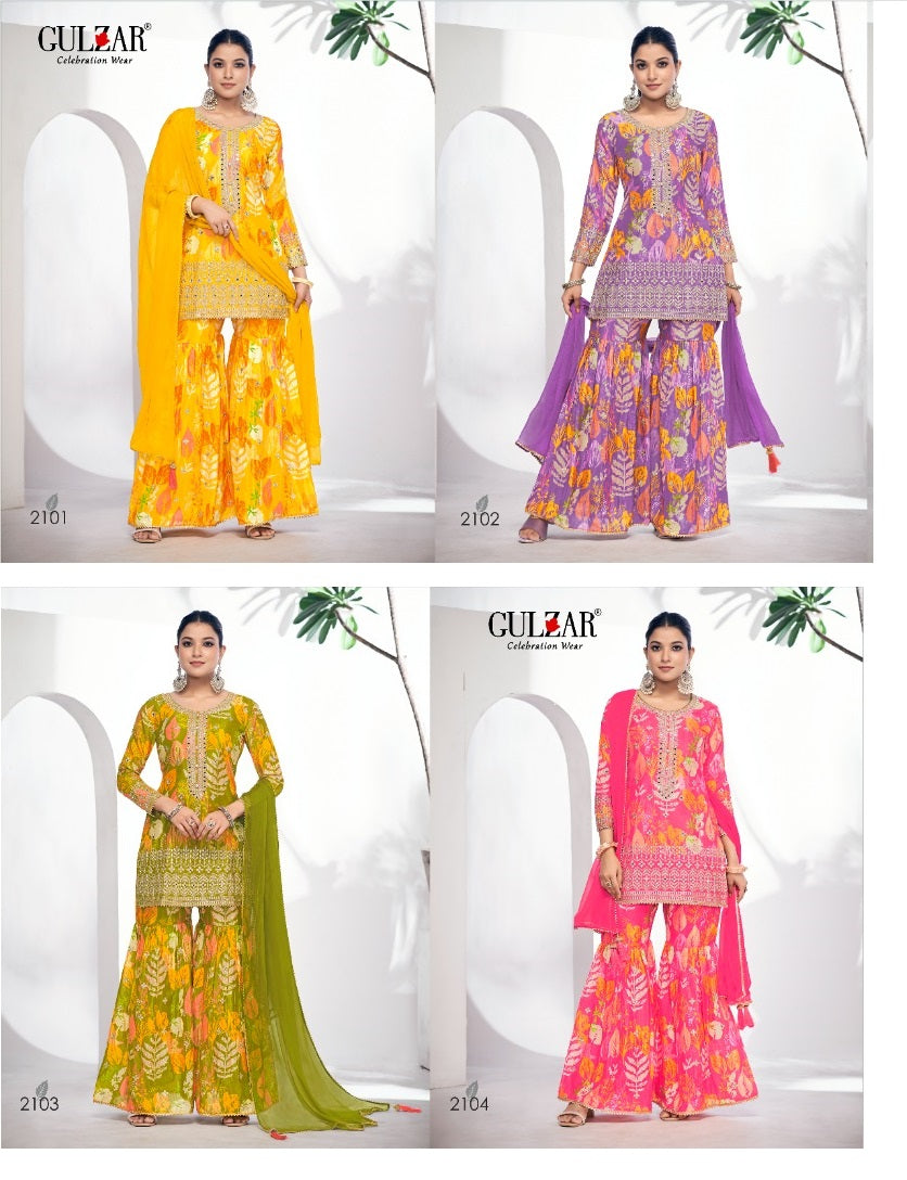 Monisha Gulzar Chinon Readymade Sharara Suits Exporter India