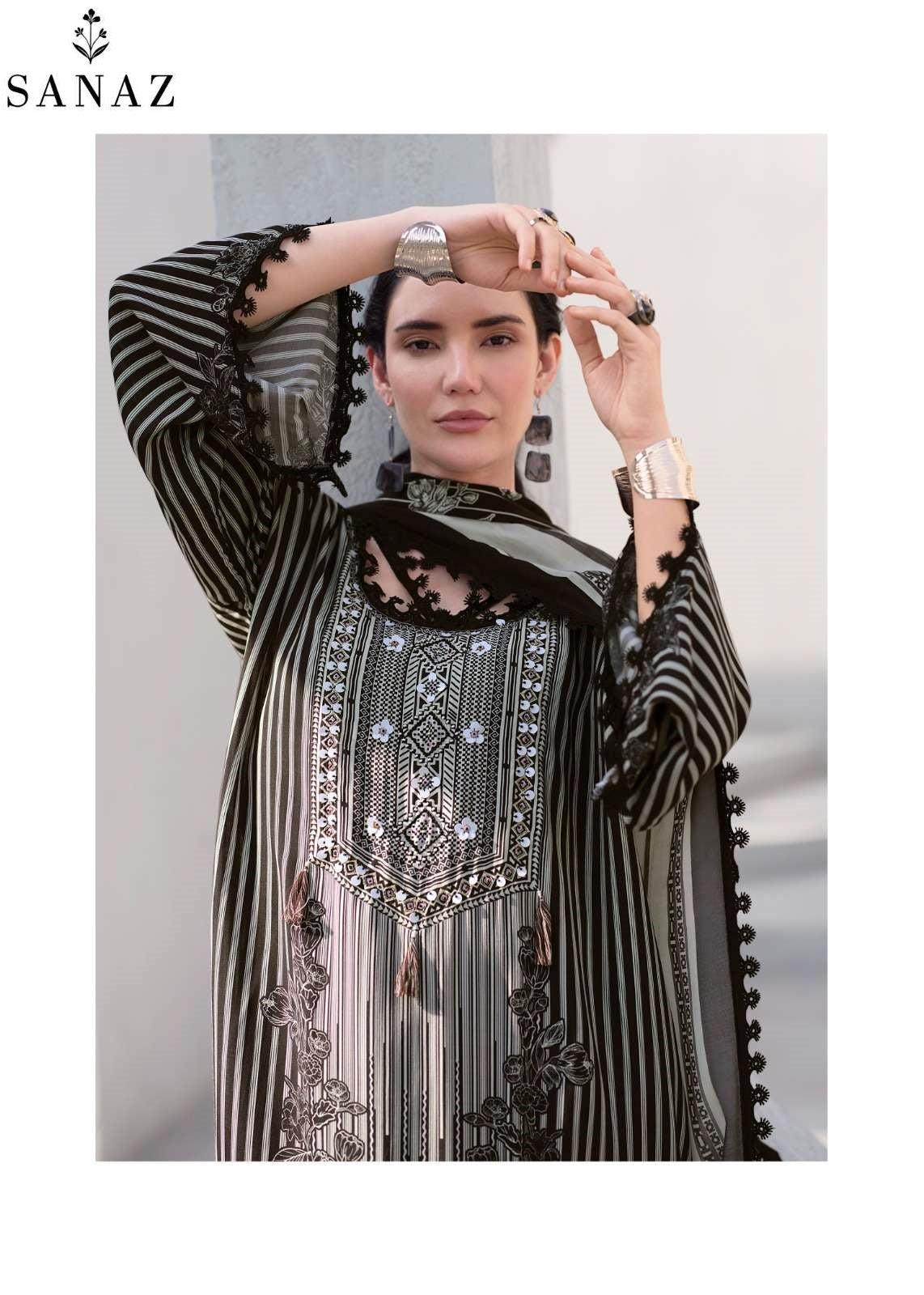 Mono Line Sanaz Viscose Muslin Pant Style Suits Wholesaler Ahmedabad