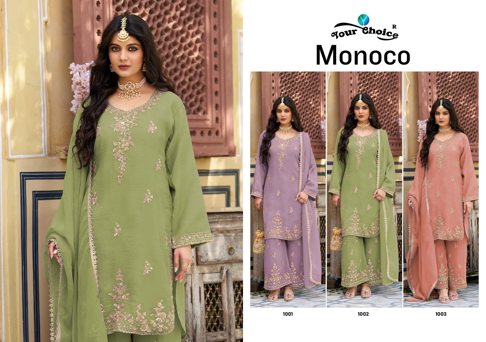Monoco Your Choice Rose Gold Pakistani Readymade Suits Manufacturer