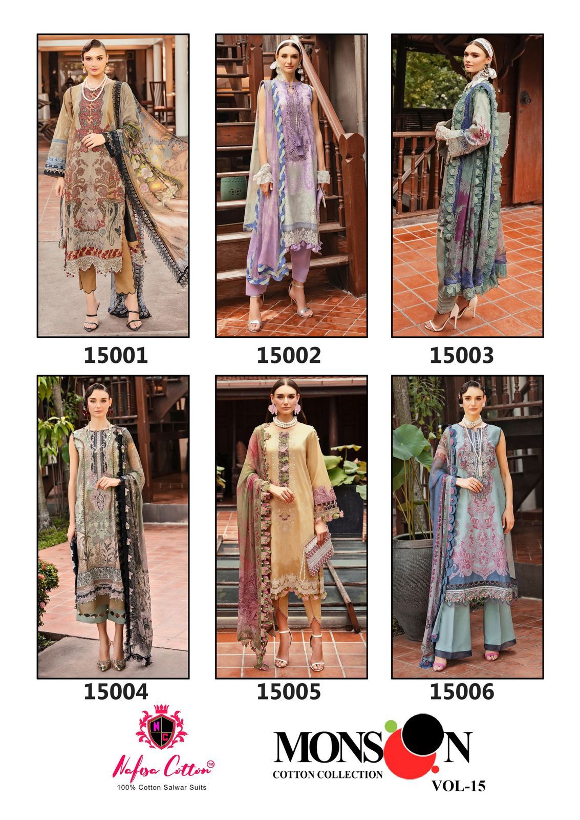 Monsoon Vol 15 Nafisa Cotton Karachi Salwar Suits Wholesaler Ahmedabad