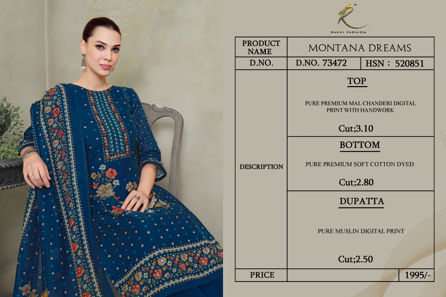 Montana Dreams Rakhi Fashion Mal Chanderi Pant Style Suits Wholesaler Gujarat