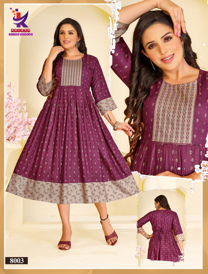 Moon Beauty Mlm Kalash Lifestyle Rayon 14Kg Anarkali Kurtis Wholesaler India