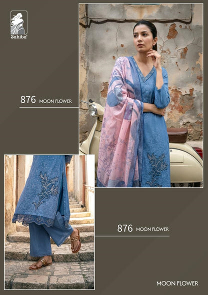 Moon Flower Sahiba Cotton Lawn Pant Style Suits Wholesale Price