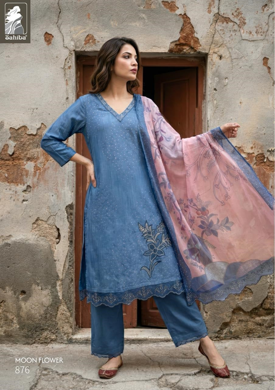 Moon Flower Sahiba Cotton Lawn Pant Style Suits Wholesale Price
