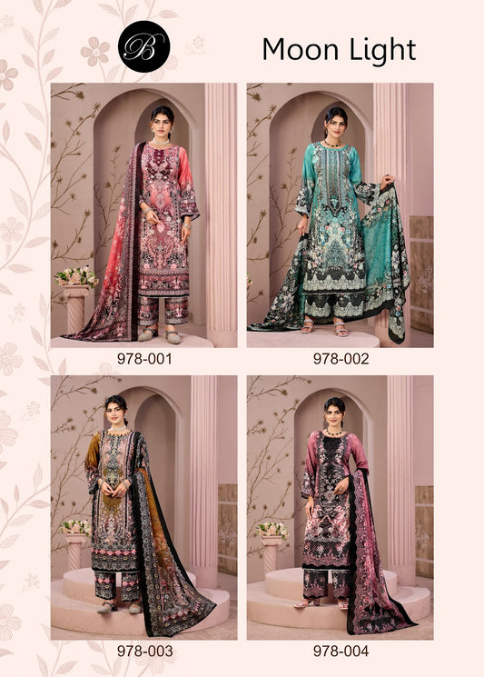 Moon Light Belliza Designer Studio Jam Cotton Karachi Salwar Suits Exporter