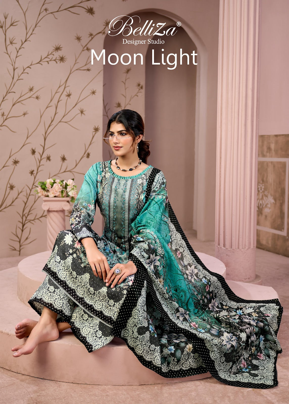 Moon Light Belliza Designer Studio Jam Cotton Karachi Salwar Suits Exporter