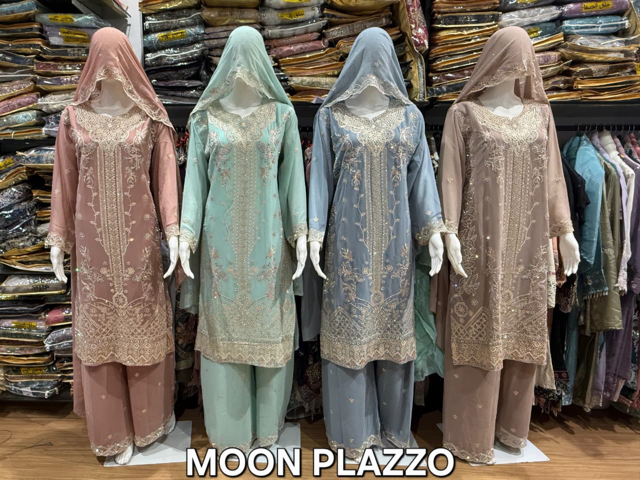 Moon Plazzo Safa Creation Georgette Pakistani Readymade Suits Exporter Gujarat