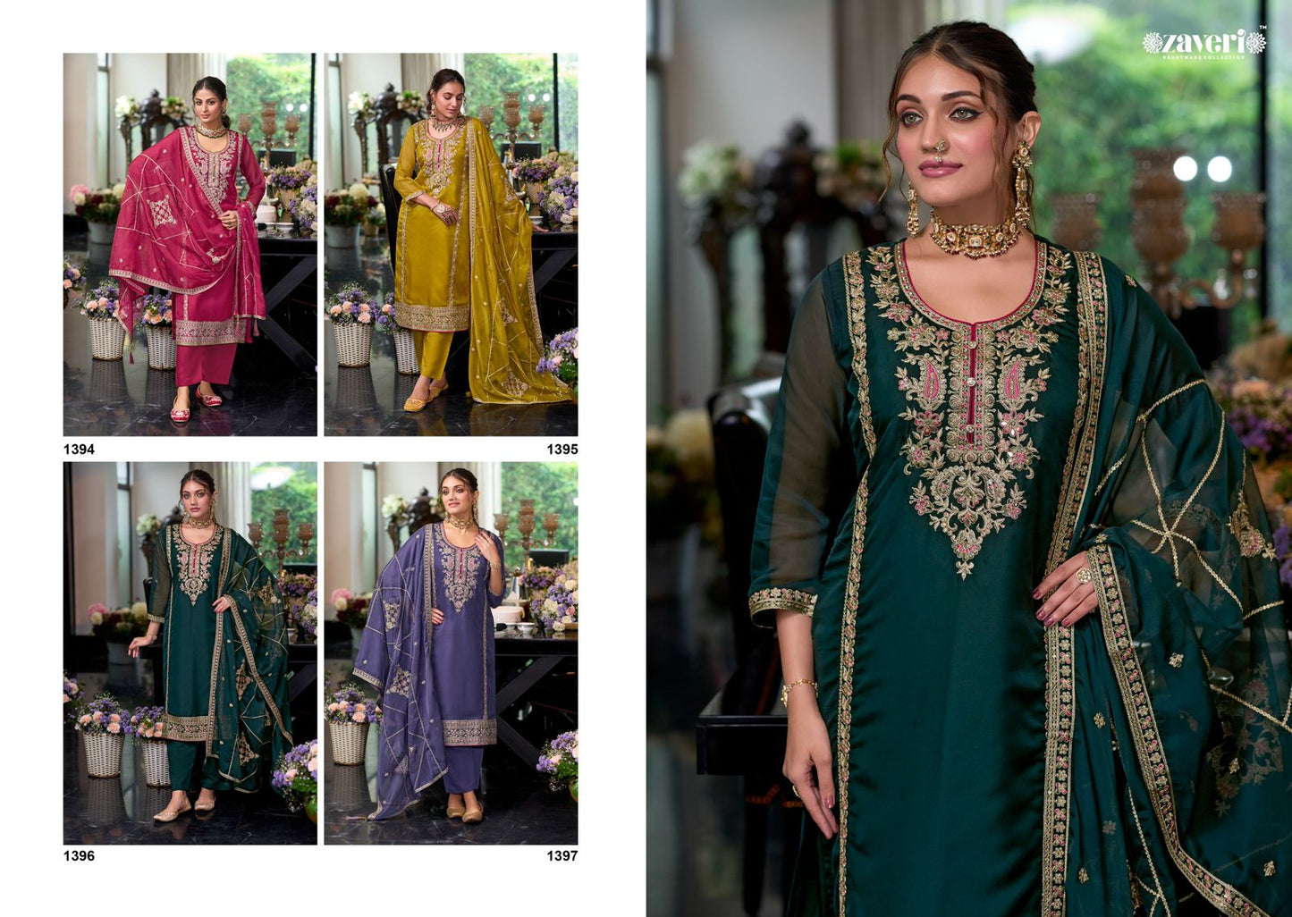 Moon Zaveri Organza Readymade Pant Style Suits Wholesaler