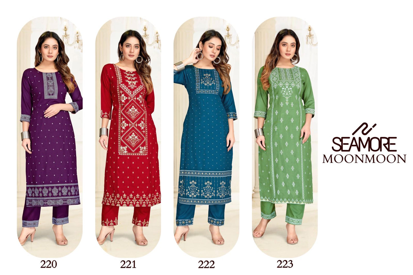 Moonmoon Seamore Cotton Slub Kurti Pant Set