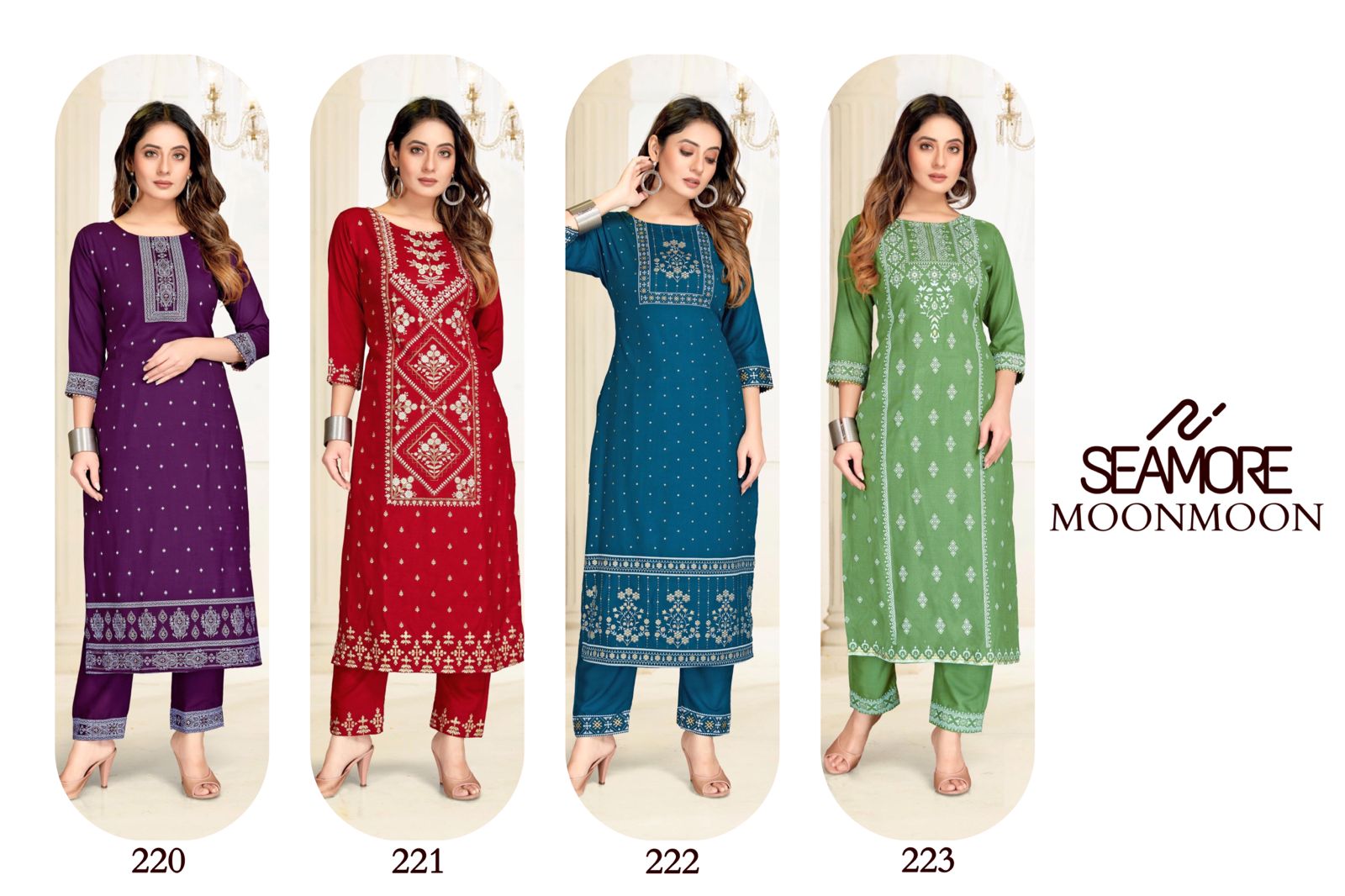 Moonmoon Seamore Cotton Slub Kurti Pant Set