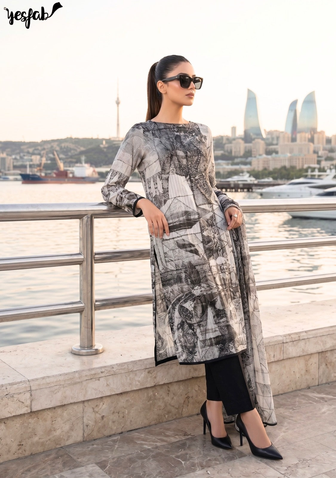 Moonstone Yesfab Viscose Pashmina Suits Supplier