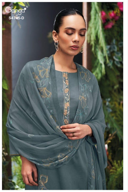 Morael 4745 Ganga Cotton Satin Pant Style Suits Manufacturer India