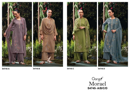 Morael 4745 Ganga Cotton Satin Pant Style Suits Manufacturer India