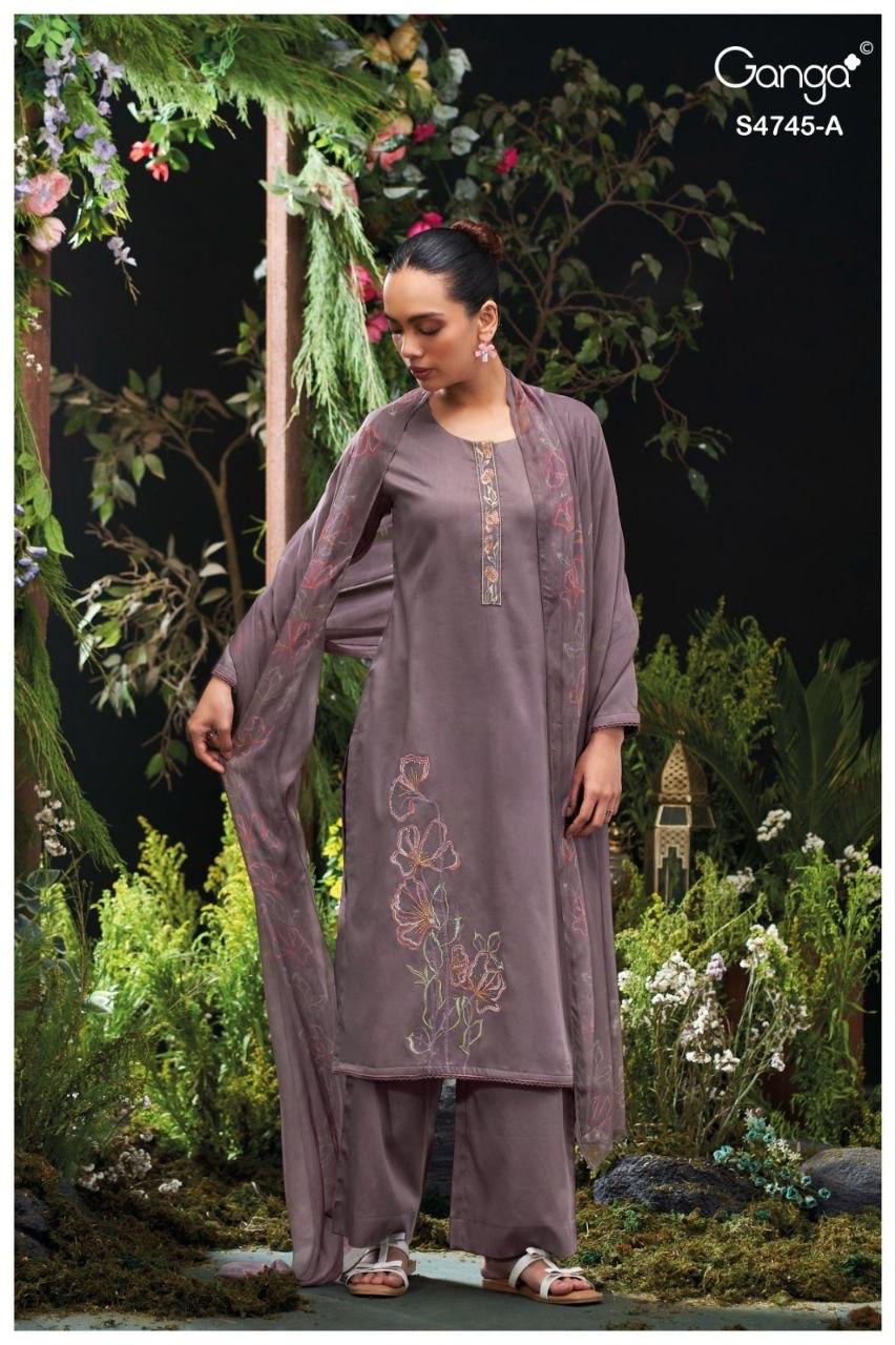 Morael 4745 Ganga Cotton Satin Pant Style Suits Manufacturer India