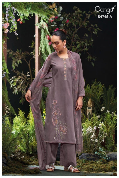 Morael 4745 Ganga Cotton Satin Pant Style Suits Manufacturer India