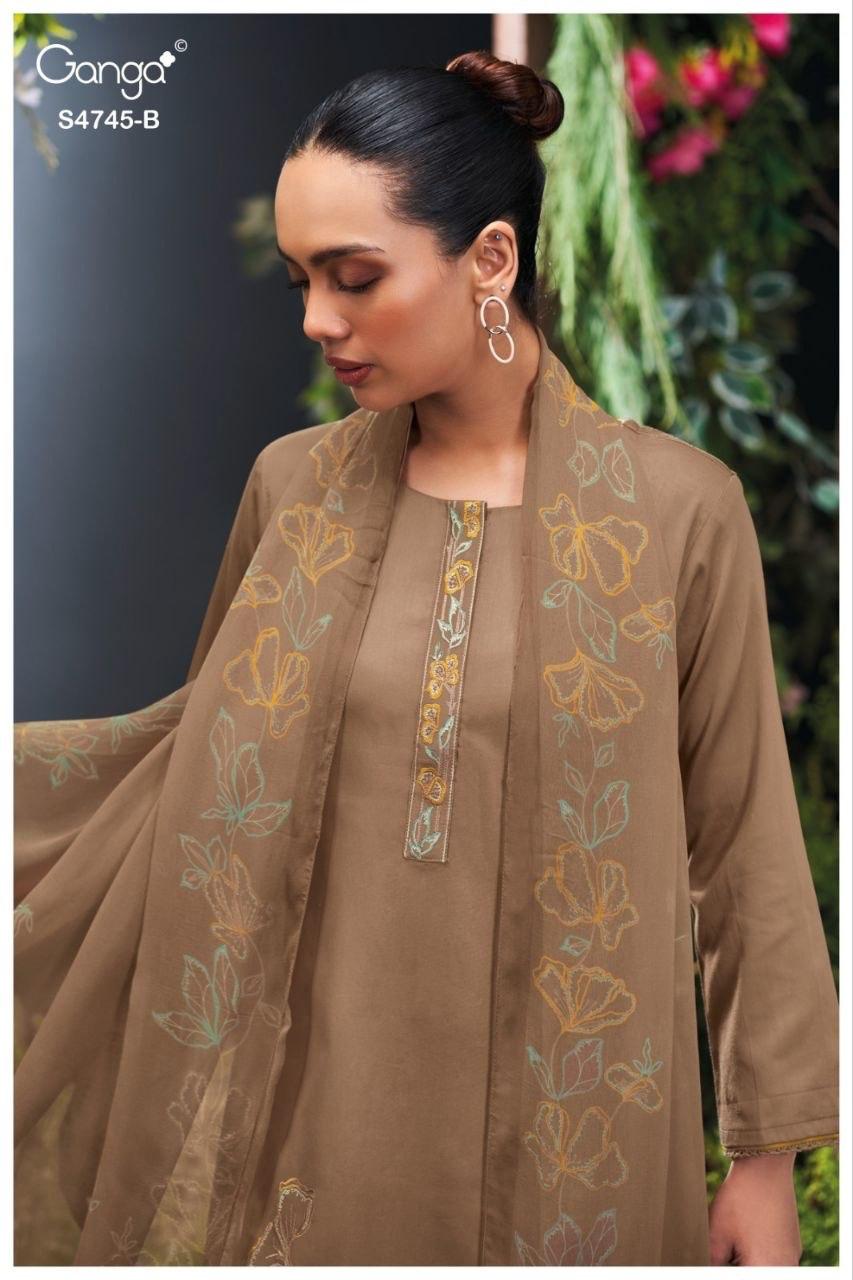 Morael 4745 Ganga Cotton Satin Pant Style Suits Manufacturer India