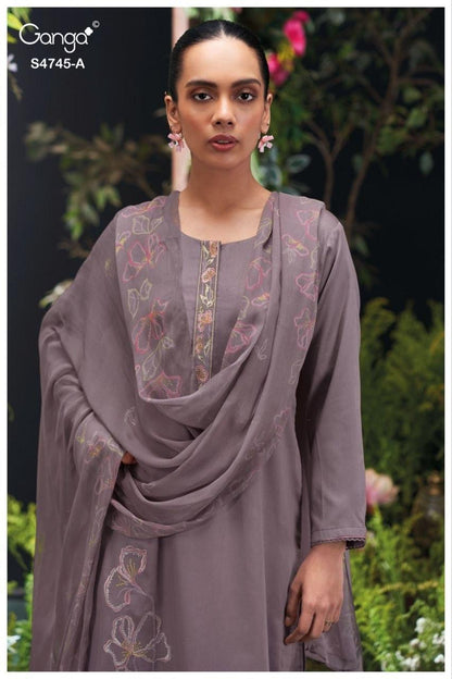 Morael 4745 Ganga Cotton Satin Pant Style Suits Manufacturer India