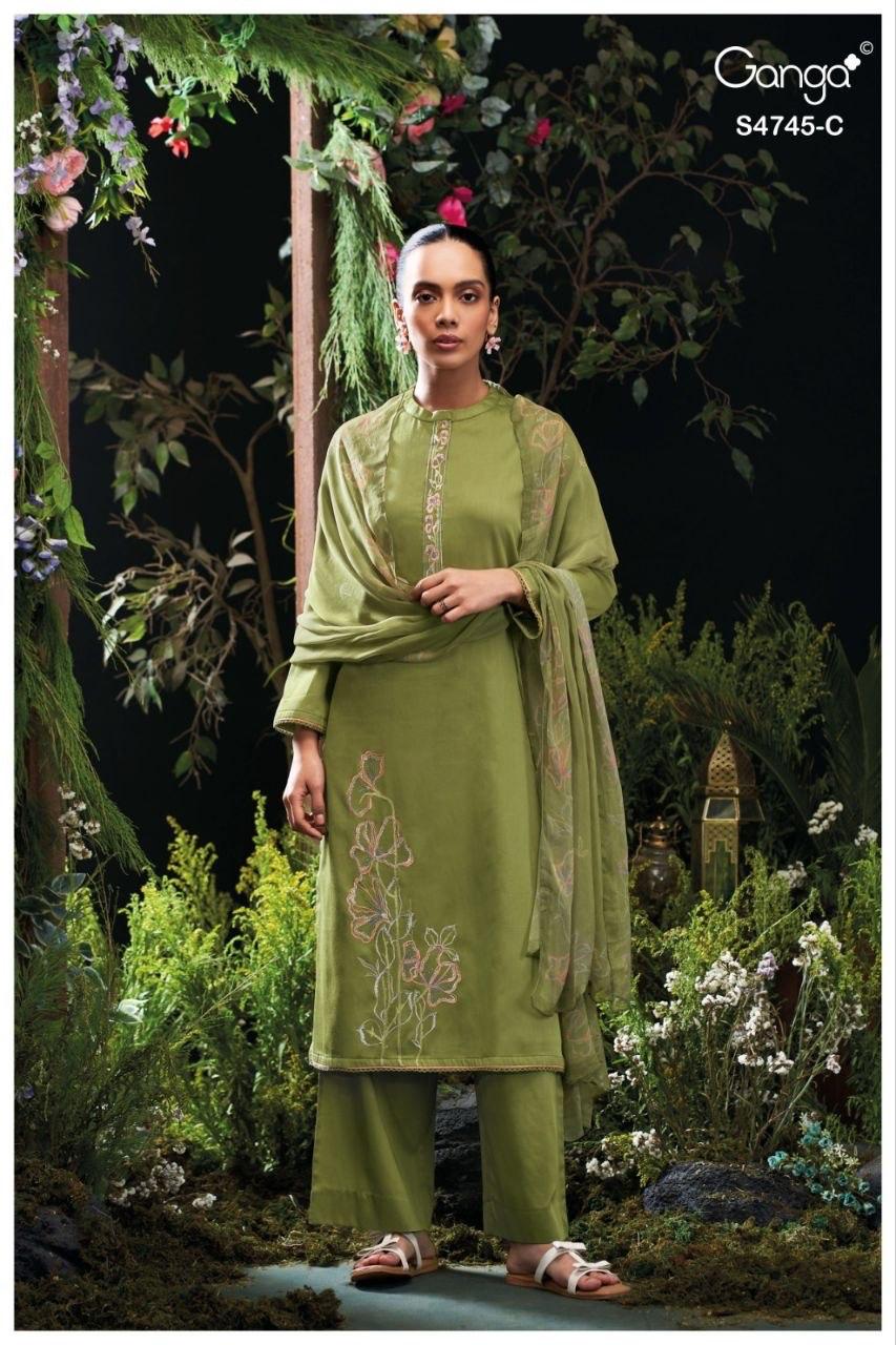 Morael 4745 Ganga Cotton Satin Pant Style Suits Manufacturer India