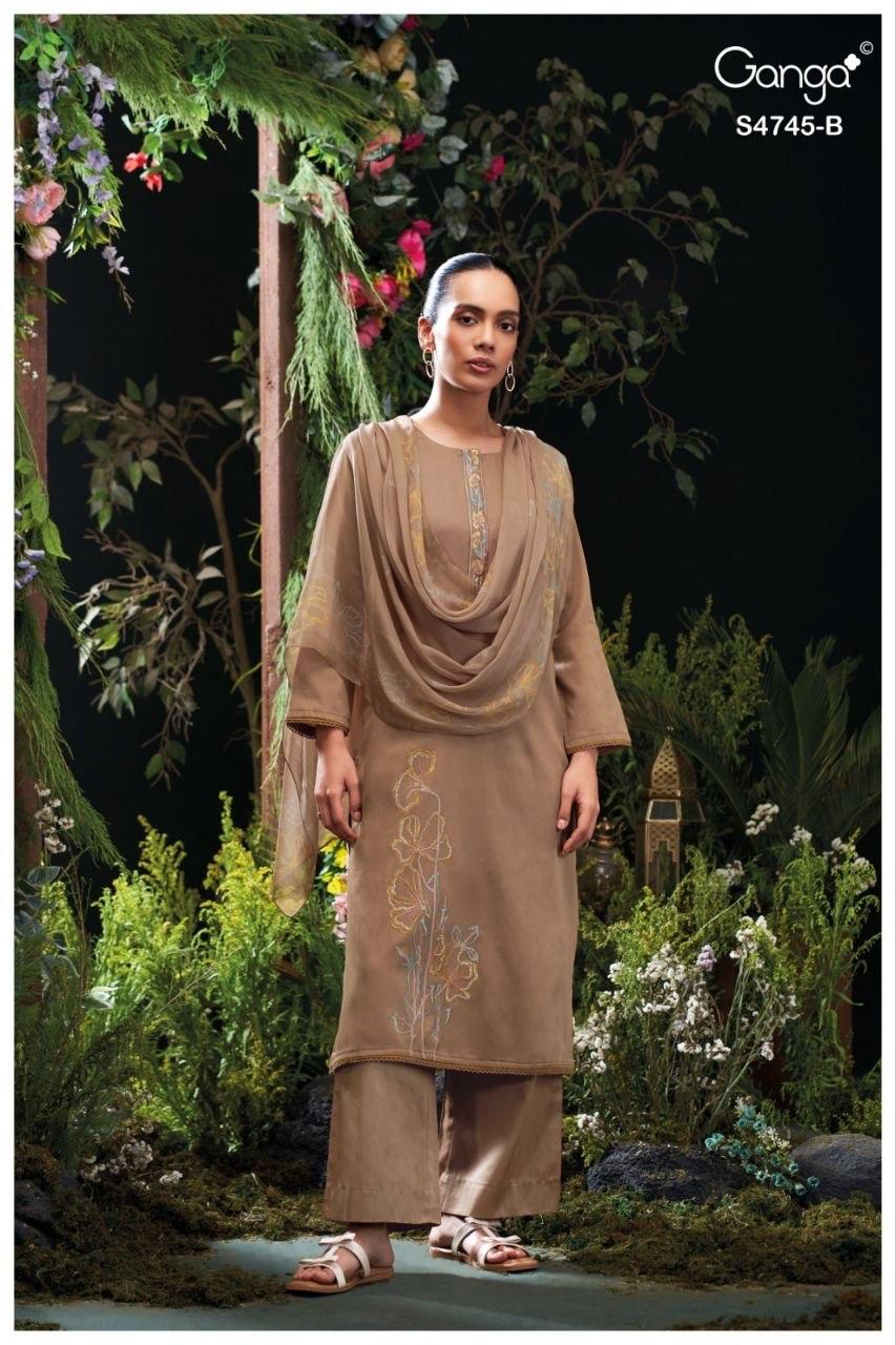 Morael 4745 Ganga Cotton Satin Pant Style Suits Manufacturer India