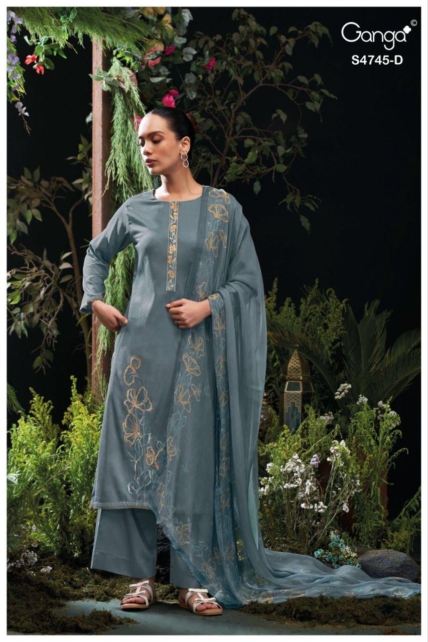 Morael 4745 Ganga Cotton Satin Pant Style Suits Manufacturer India