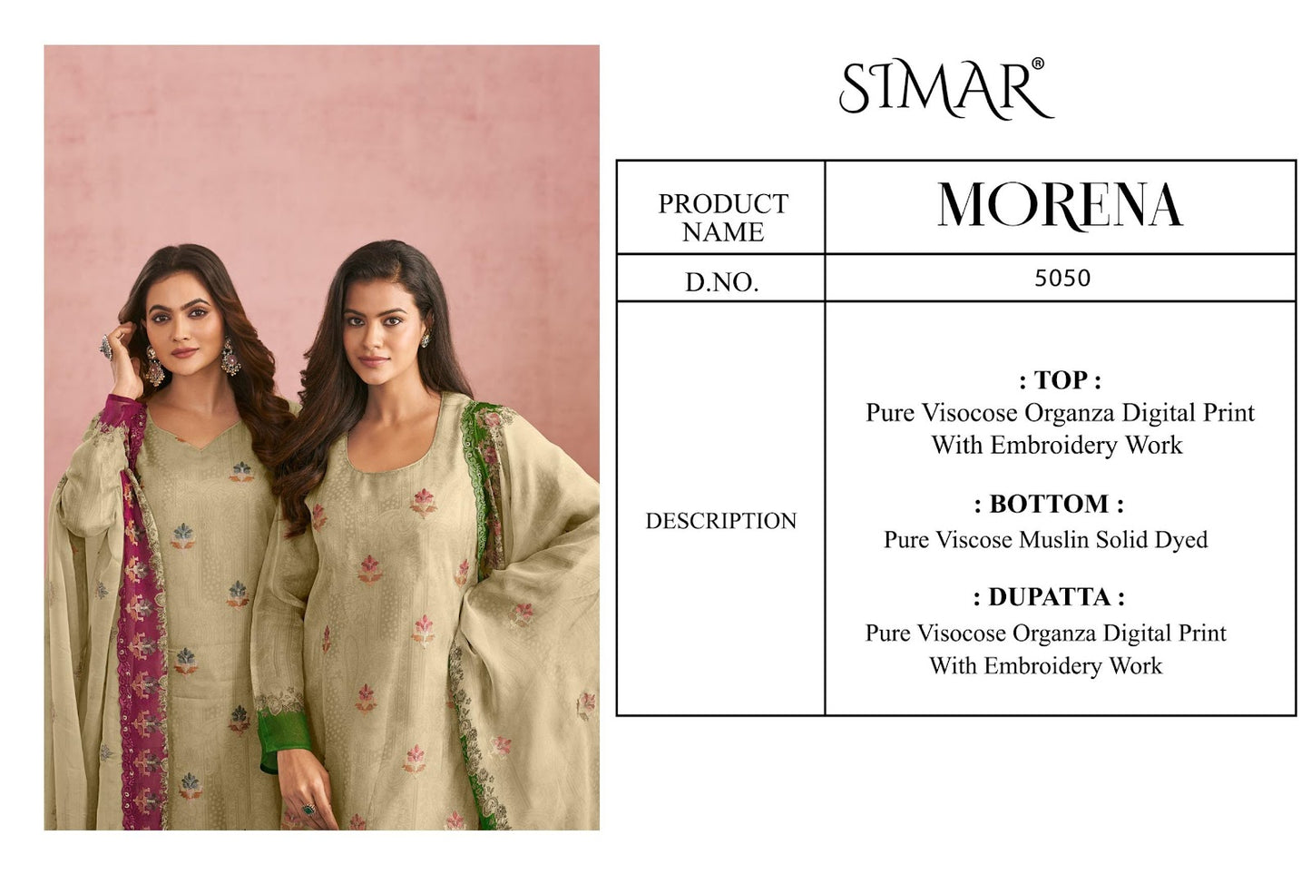 Morena Simar Pure Viscose Pant Style Suits Wholesaler Ahmedabad