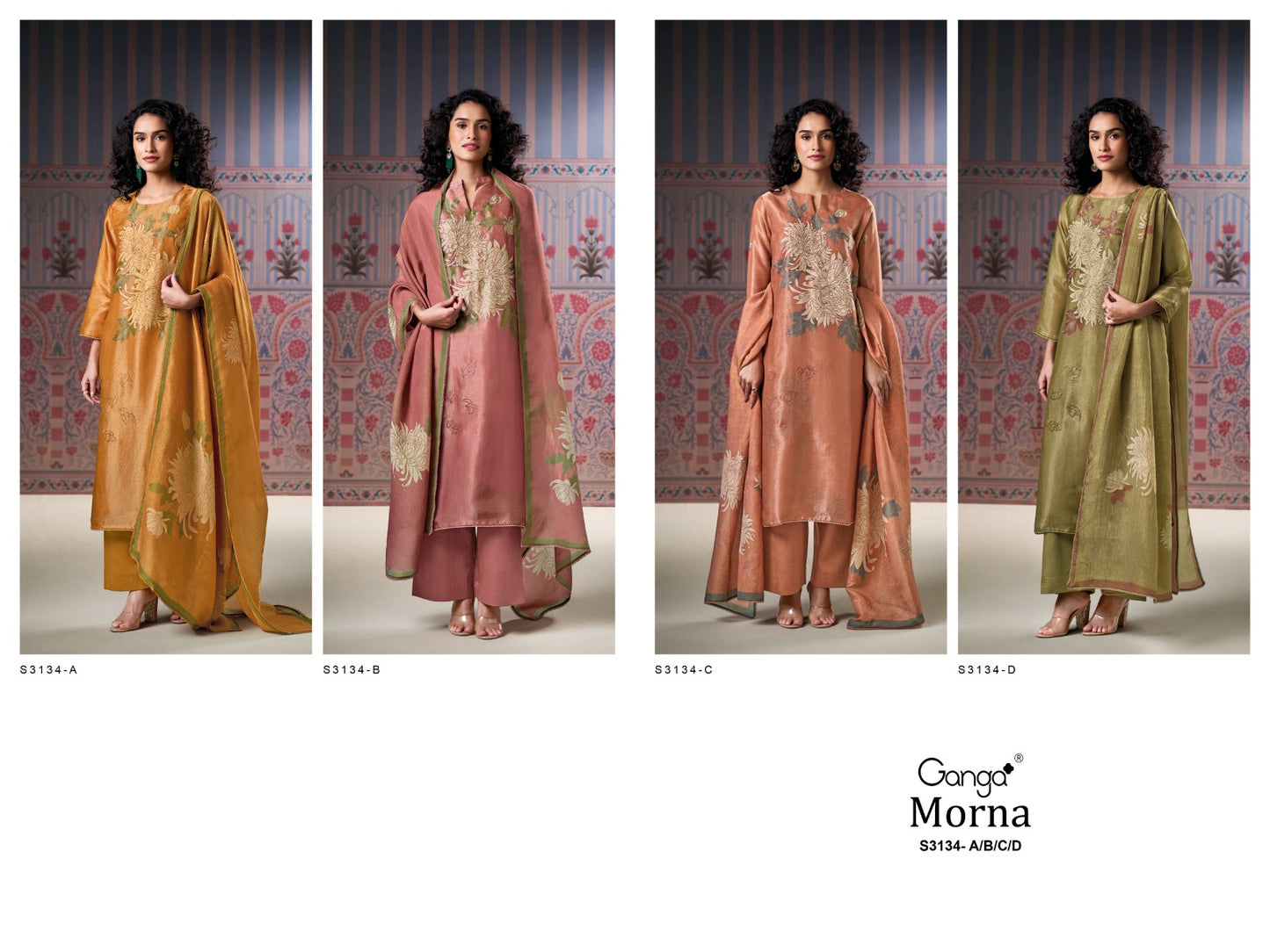 Morna 3134 Ganga Pure Bemberg Plazzo Style Suits Supplier Ahmedabad