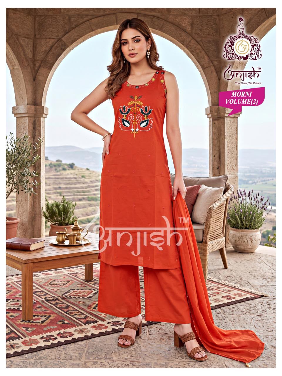Morni Anjish Dhabu Cotton Readymade Plazzo Style Suits Manufacturer India