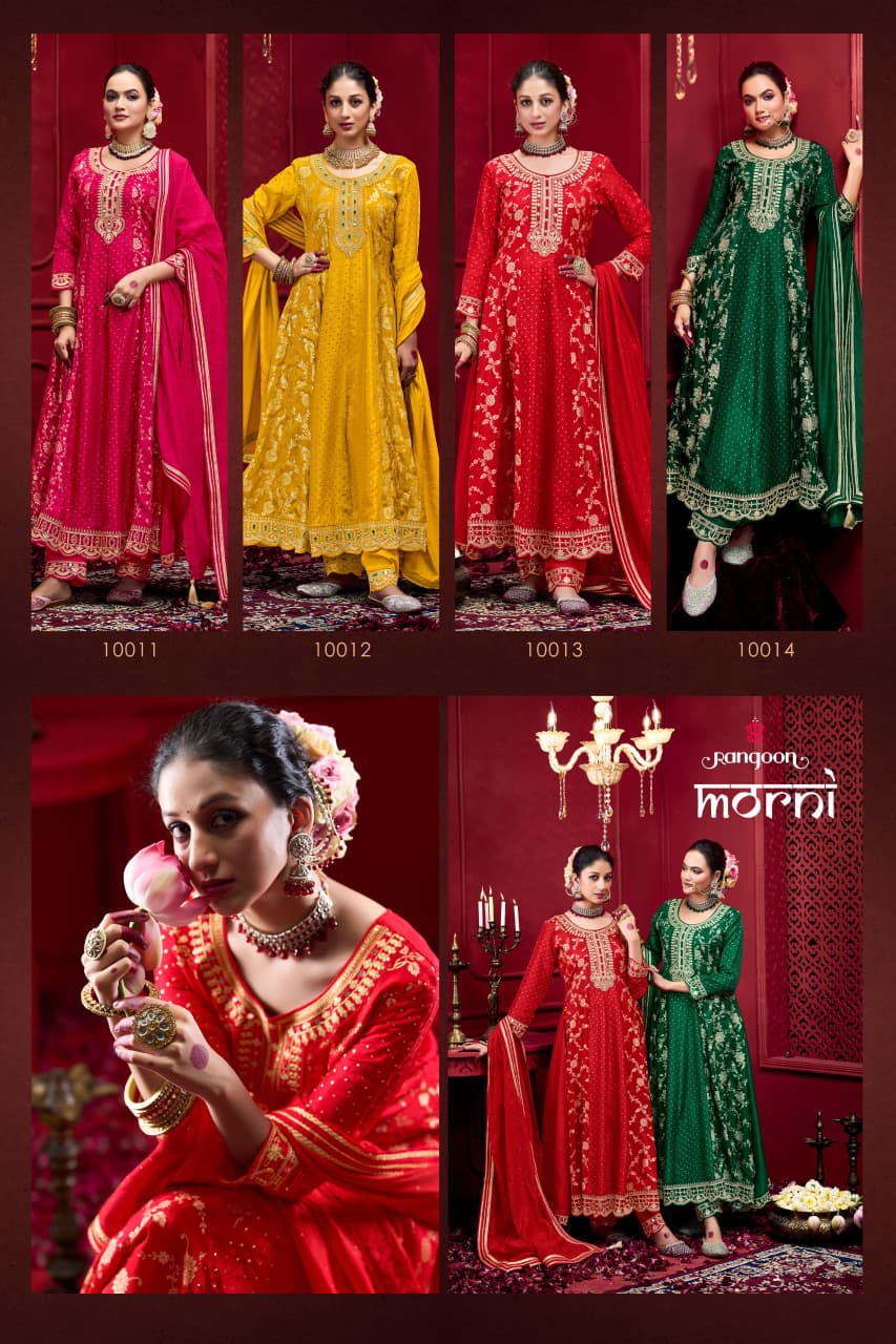 Morni Rangoon Russian Jacquard Readymade Anarkali Suits Exporter Gujarat