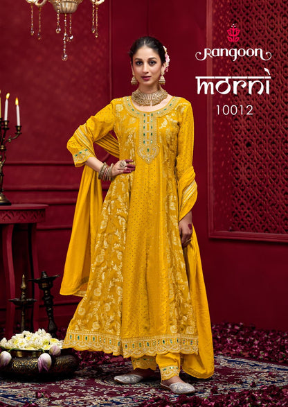 Morni Rangoon Russian Jacquard Readymade Anarkali Suits Exporter Gujarat