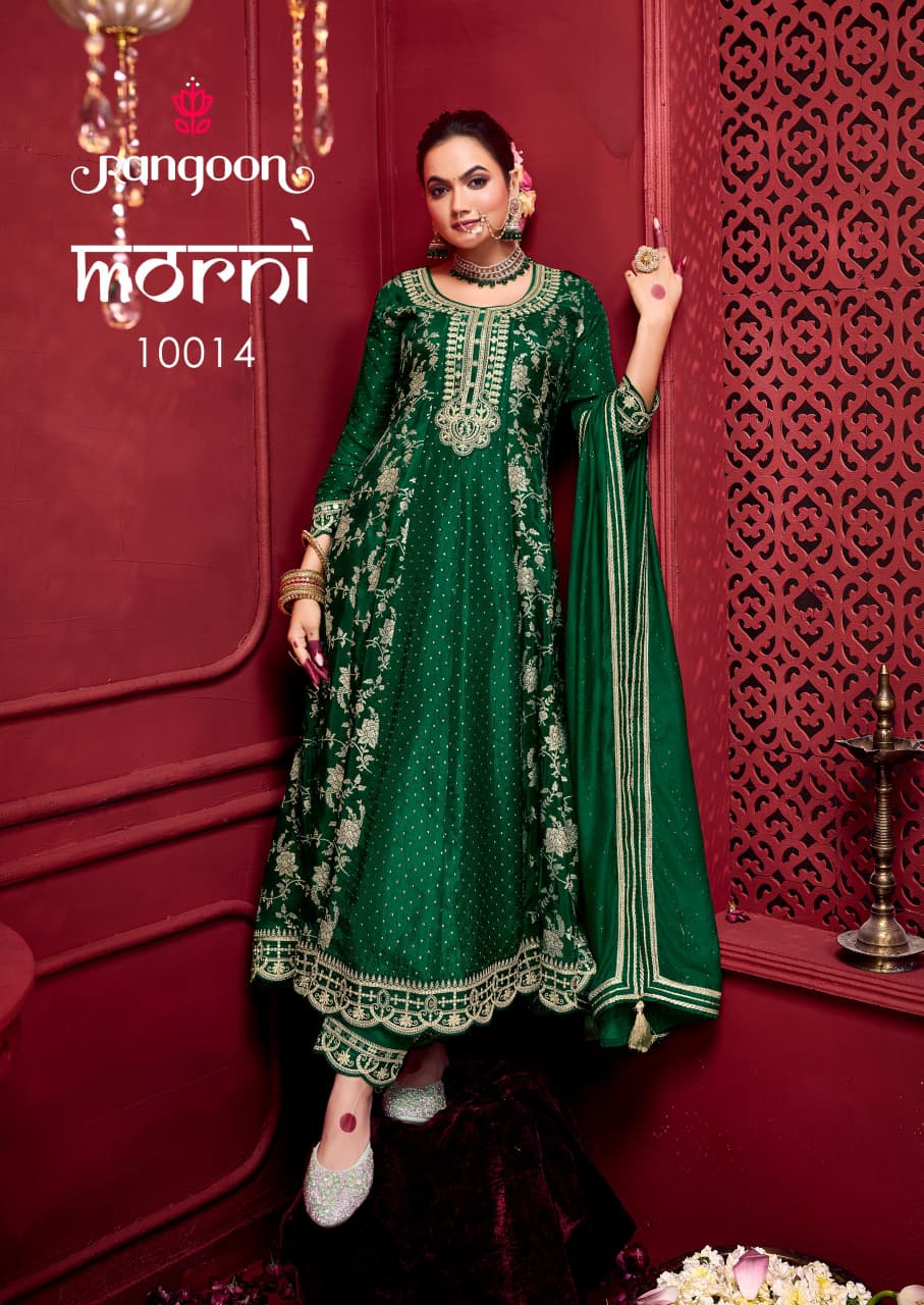 Morni Rangoon Russian Jacquard Readymade Anarkali Suits Exporter Gujarat