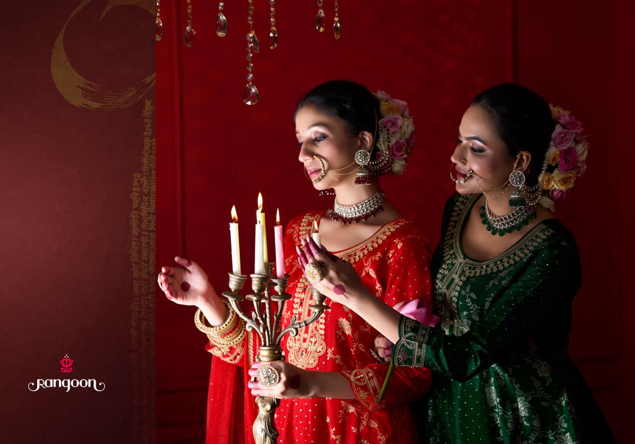 Morni Rangoon Russian Jacquard Readymade Anarkali Suits Exporter Gujarat