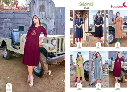 Morni Vol 2 Koodee Fashion Rayon Long Straight Kurti Wholesale Price