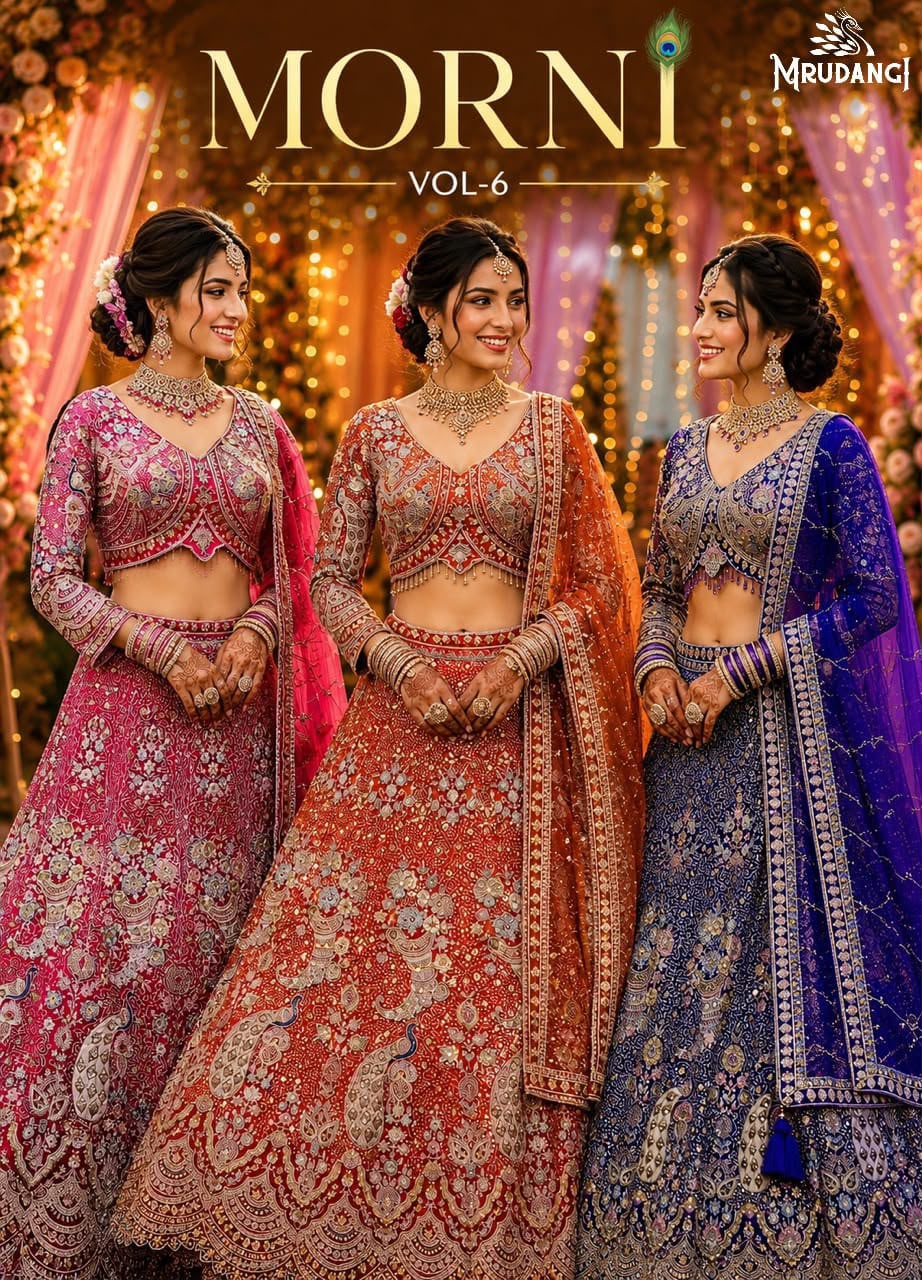 Morni Vol 6 Mrudangi Premium Net Readymade Lehenga Choli Supplier Gujarat