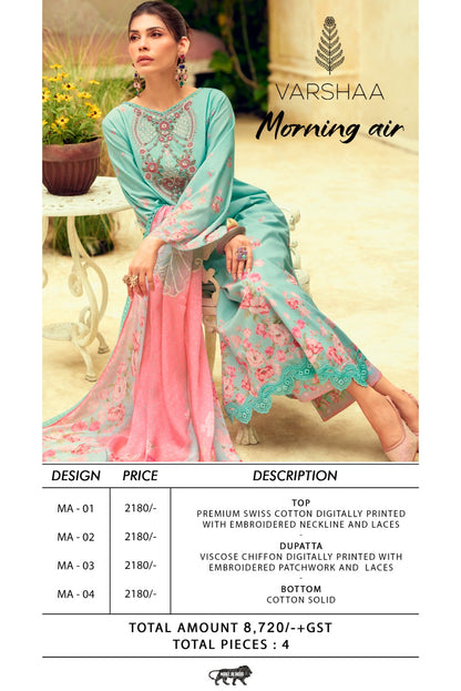 Morning Air Varshaa Swiss Plazzo Style Suits Wholesale
