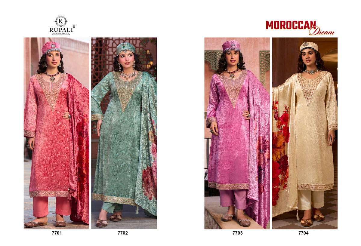 Moroccan Dream Rupali Viscose Velvet Suits Manufacturer India