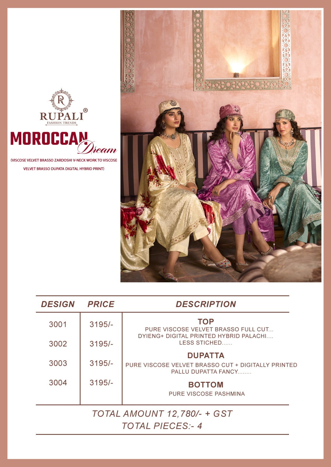 Moroccan Dream Rupali Viscose Velvet Suits Manufacturer India