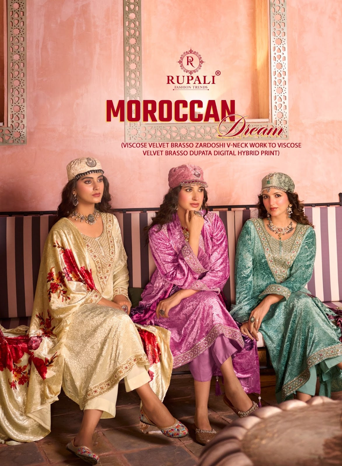Moroccan Dream Rupali Viscose Velvet Suits Manufacturer India
