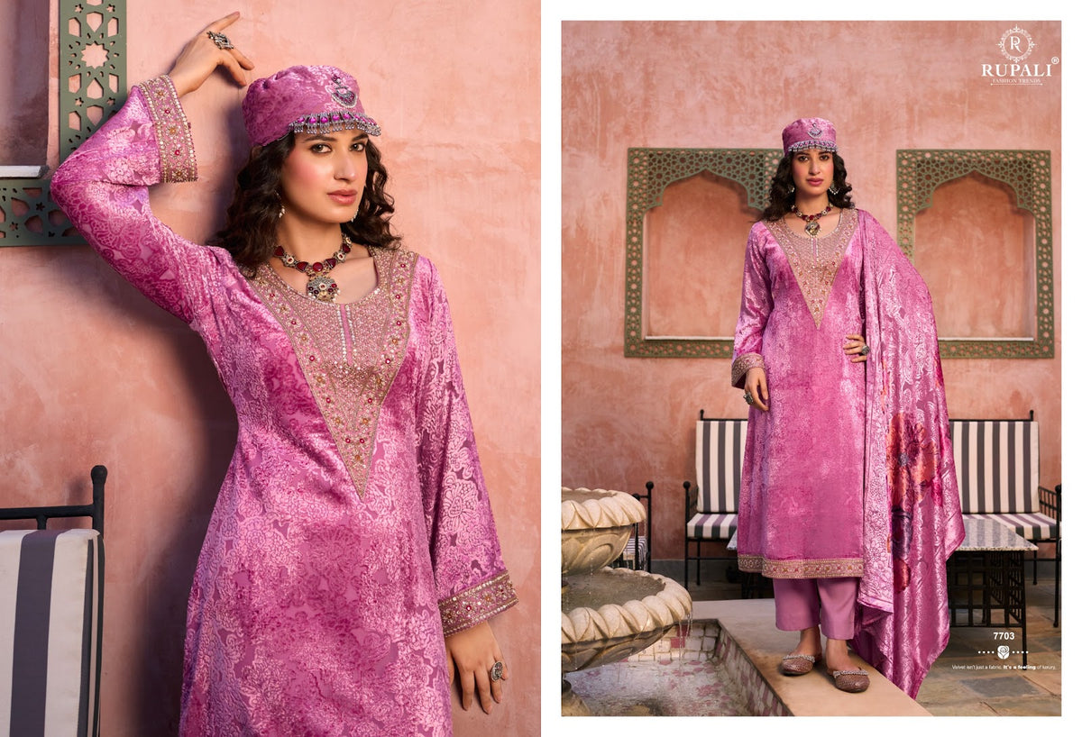 Moroccan Dream Rupali Viscose Velvet Suits Manufacturer India