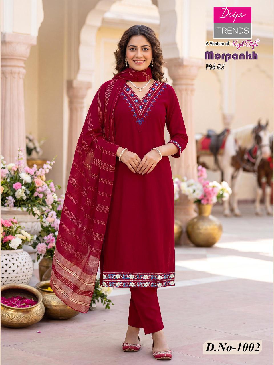 Morpankh Vol 1 Diya Trends Vertican Readymade Pant Style Suits Supplier
